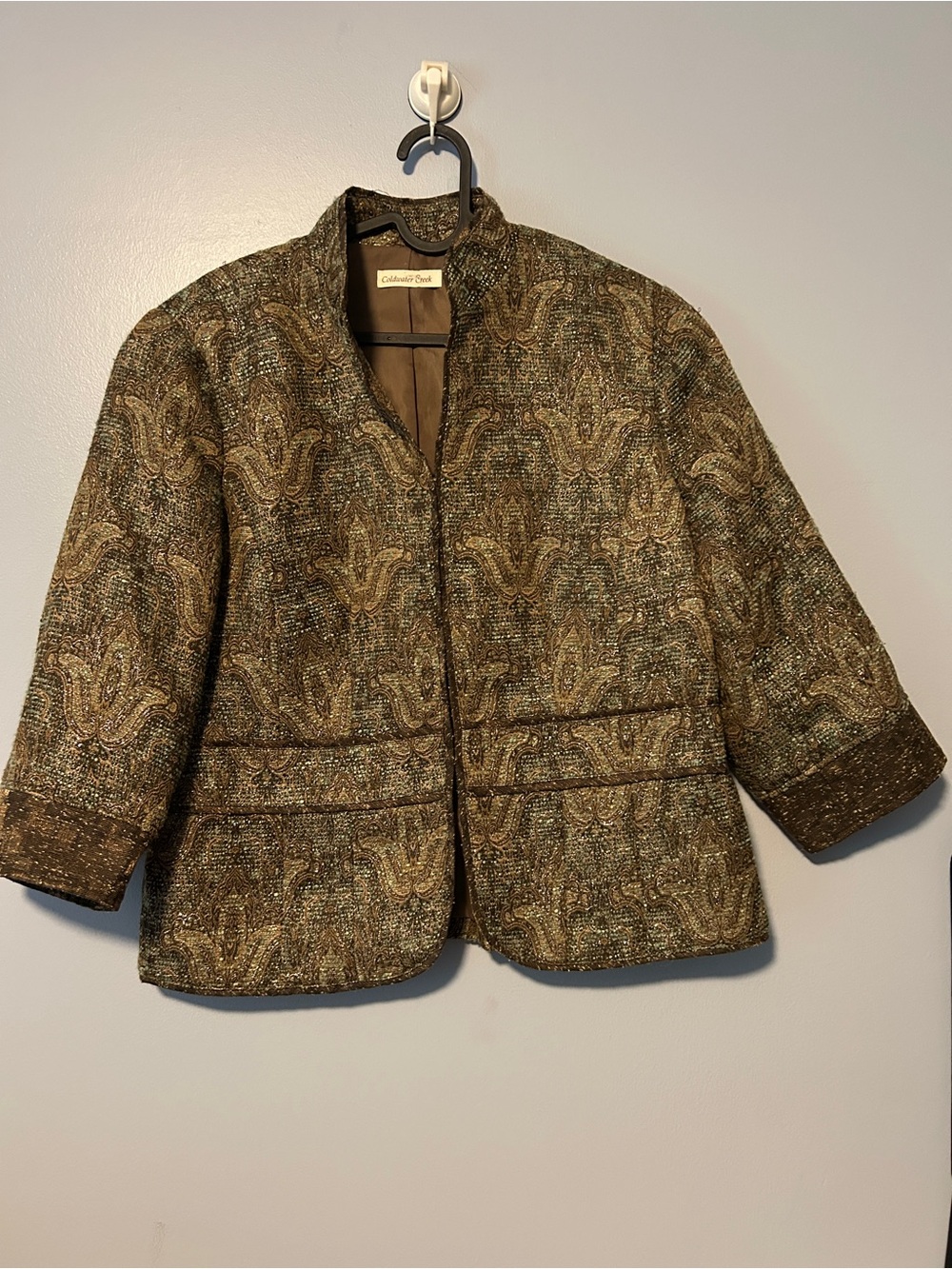 Coldwater Creek Women's Brown Paisley Quilted Blazer Jacket